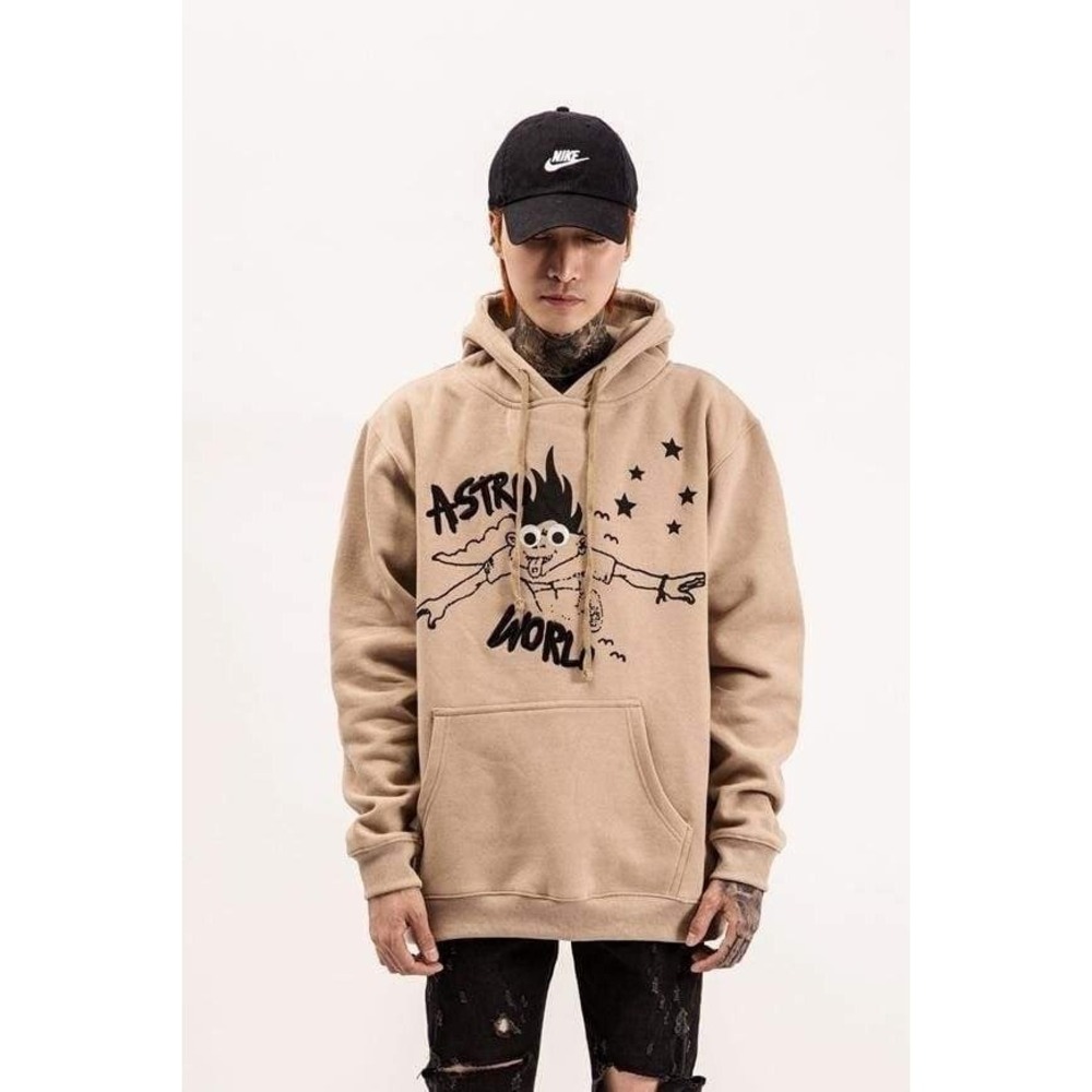 Travis Scott Astroworld Look Mom I Can Fly Hoodie Tan XL Mens Sweatshirt Hip Hop